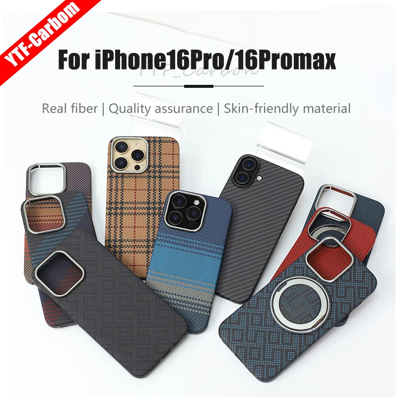 

YTF-Carbon for iPhone16Promax carbon fiber mobile phone case aramid fiber magnetic 16Pro protective case business 16plus