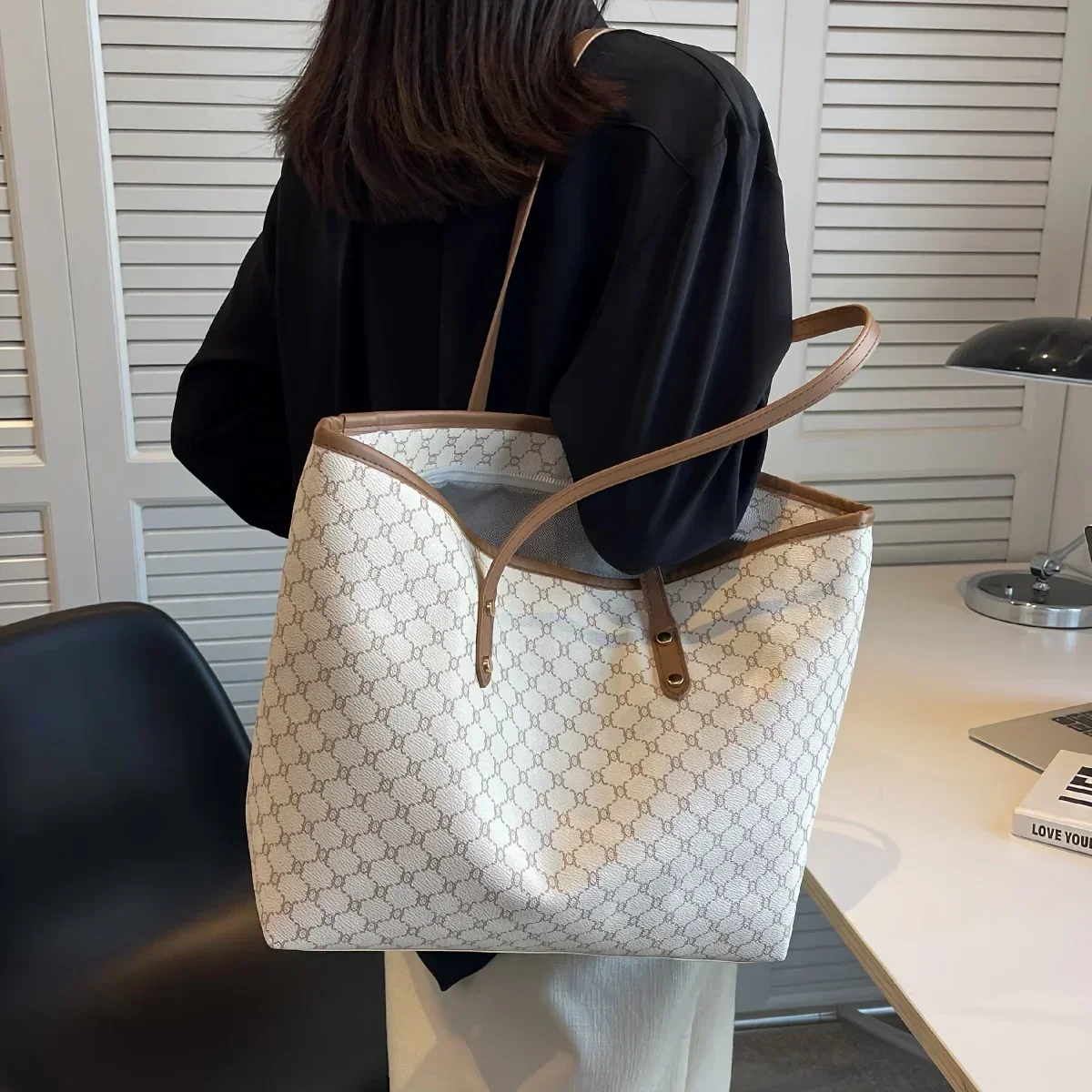 SFB2 Bolso de mano con patrón Vintage para mujer, bolso hombro gran capacidad, elegante el trabajo