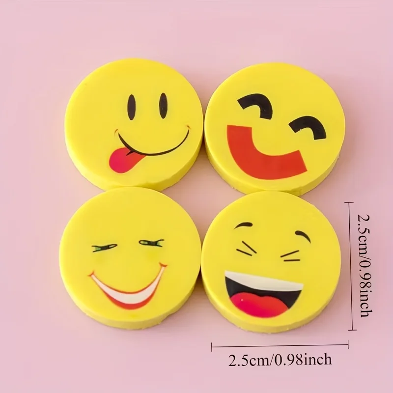 20/40/60pcs Random Expression Erasers, Cute Circular Funny Expressions, Fun Stationery, Learning Supplies, Office Supplies, Suit