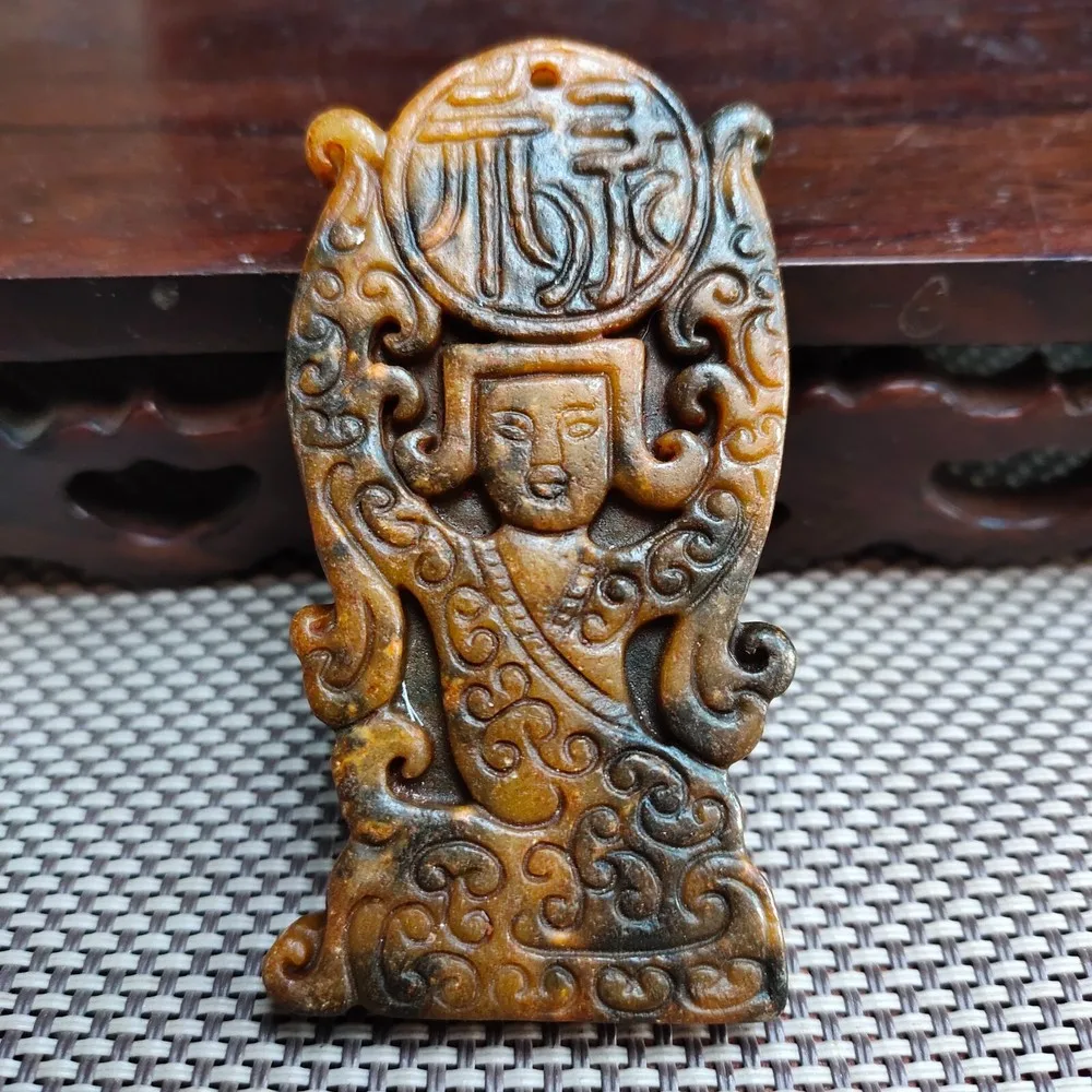 

Chinese jade antique hand-carved pendant necklace, exquisite dragon statue 3335-brass sculpture crafts
