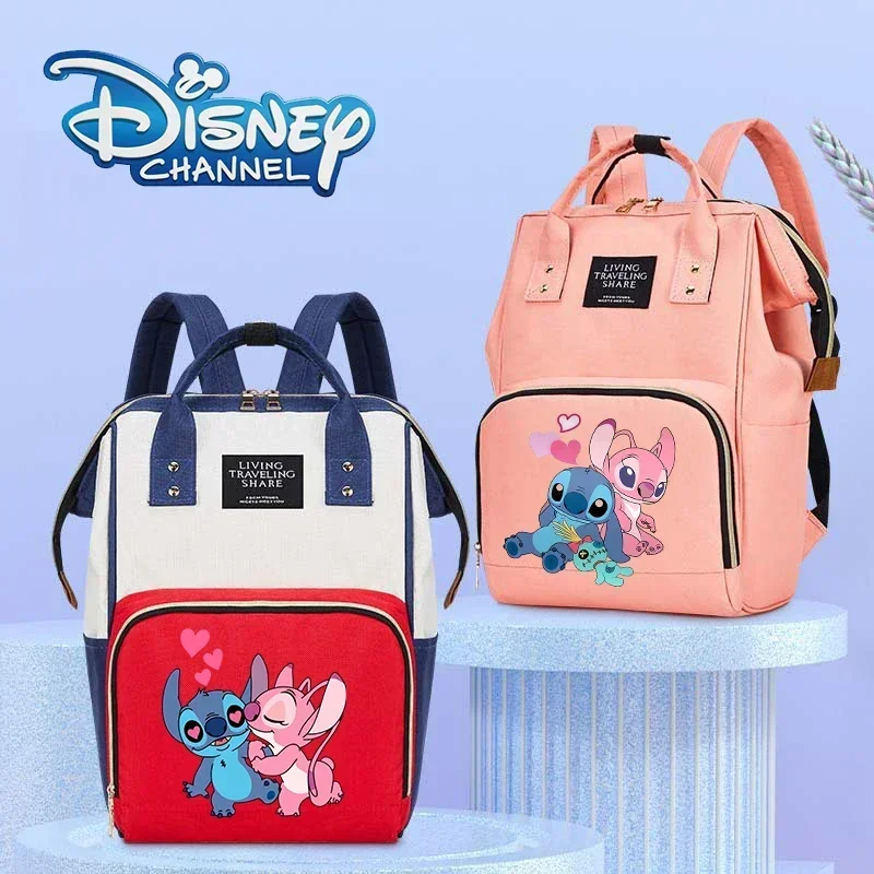 Disney Lilo&stitch Mommy Diaper Bag Baby Stroller Hanging Bag Mother Large Capacity Nappy Backpacks Convenient Baby Nursing Bags