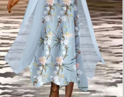 Women\'s Elegant Loose Printed Cardigan 2 Piece Dress Autumn New Female Fashion Floral Print Straight Long Dresses For Women Set