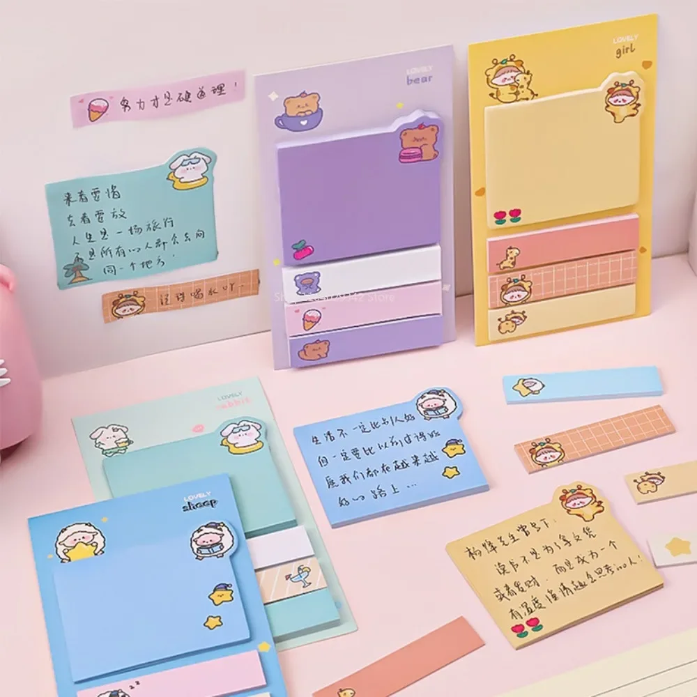 4PCS/set Memo Pad Combination Special-shaped Message Adhesive Notepad Creative Sticky Note School Supplies Kawaii Stationery