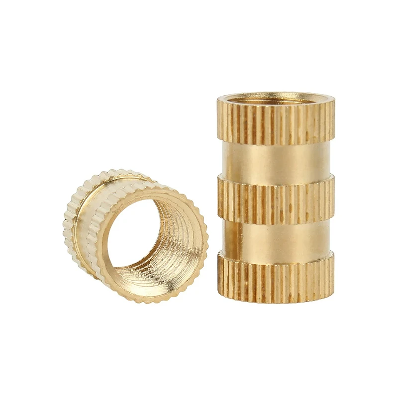 1/4-20 4-40 6-32 8-32 UNC Brass Dual-Pass Insert Nuts Injection Molding Copper Knurled Thread Inserts Nut Embedded Nutsert