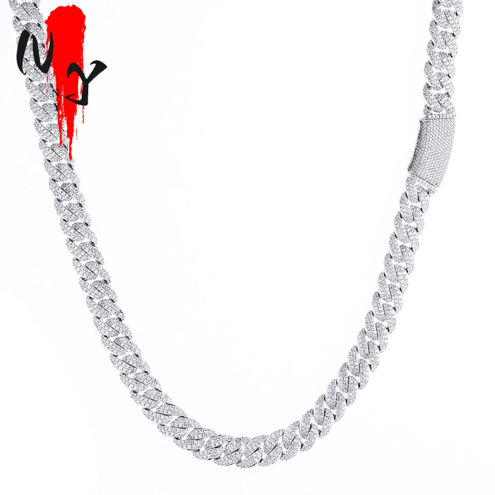 

13mm Hip Hop Men's Necklace All Ice Miami Bubble Cuban Chain Brass+5A Zircon Punk Jewelry Christmas Gifts