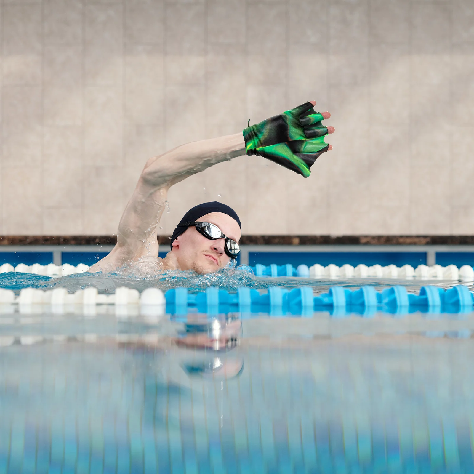 زوج واحد من مجاديف السباحة القابلة للتعديل، قفازات مقاومة جيدة لتنغيم العضلات في حمام السباحة وقفازات مياه الغوص #1