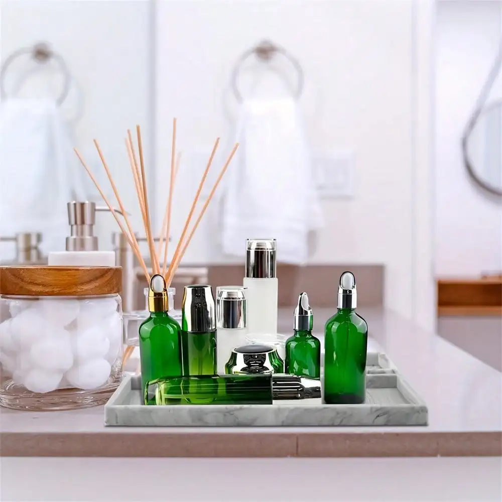 1er-Pack Badezimmer-Tablett aus weichem Silikon, Schmucktablett, Schminktisch, dekorativer Badezimmer-Tablett-Organizer, geeignet für Schminktische – Detail 1