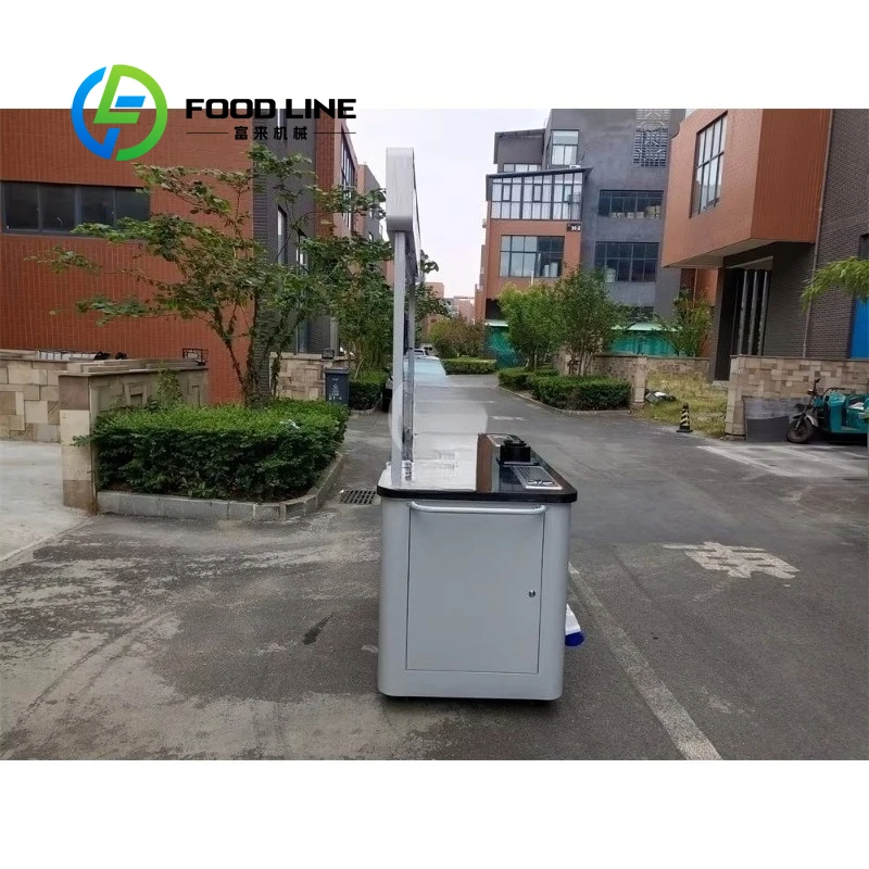 Customized Commercial Mini Mobile Snack Cart Hand Push Trolley with Freezer Street Vending Machine for Shaved Rolled Ice Cream