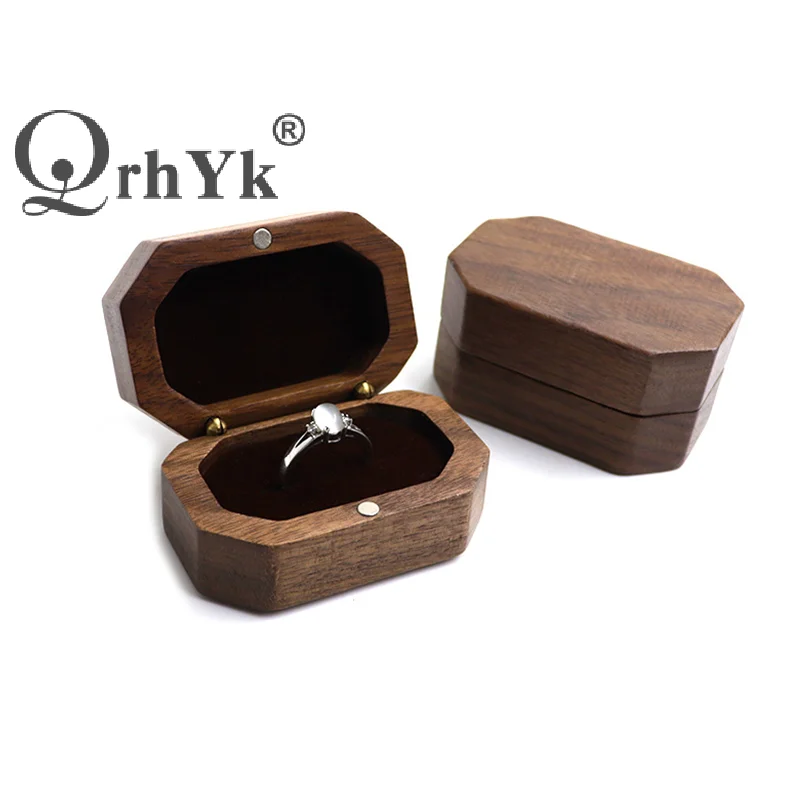Walnut Wood Jewelry Box Ring Storage Ring Holder Rustic Wedding Ring Box