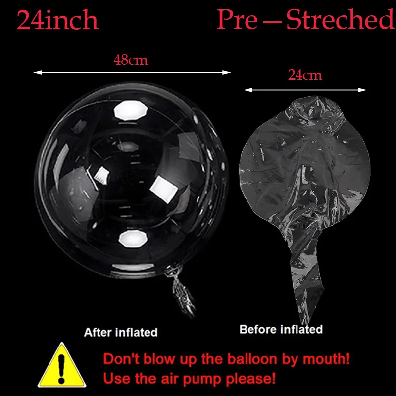 50pcs Pre-stretched Bobo Balloons Transparent Bubble Balloon Clear Balloon Led Balloon Baby Shower Birthday Wedding Party Decor