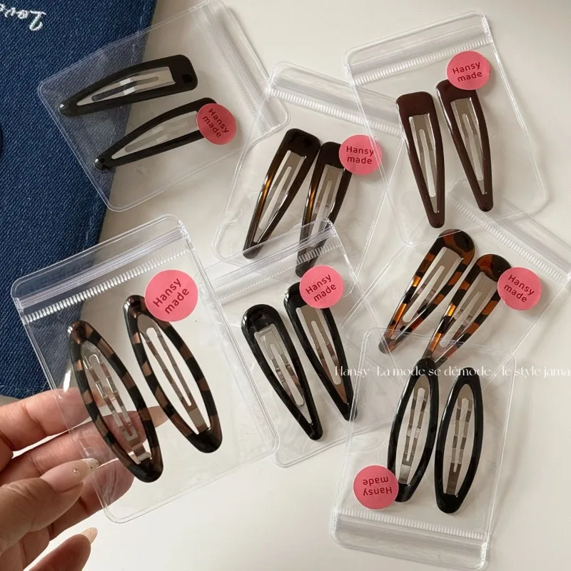 

2 шт./компл., эмалированные заколки-капли с леопардовым принтом, BB-заколки с принтом для челки, молодежные овальные боковые зажимы, корейские модные заколки для волос