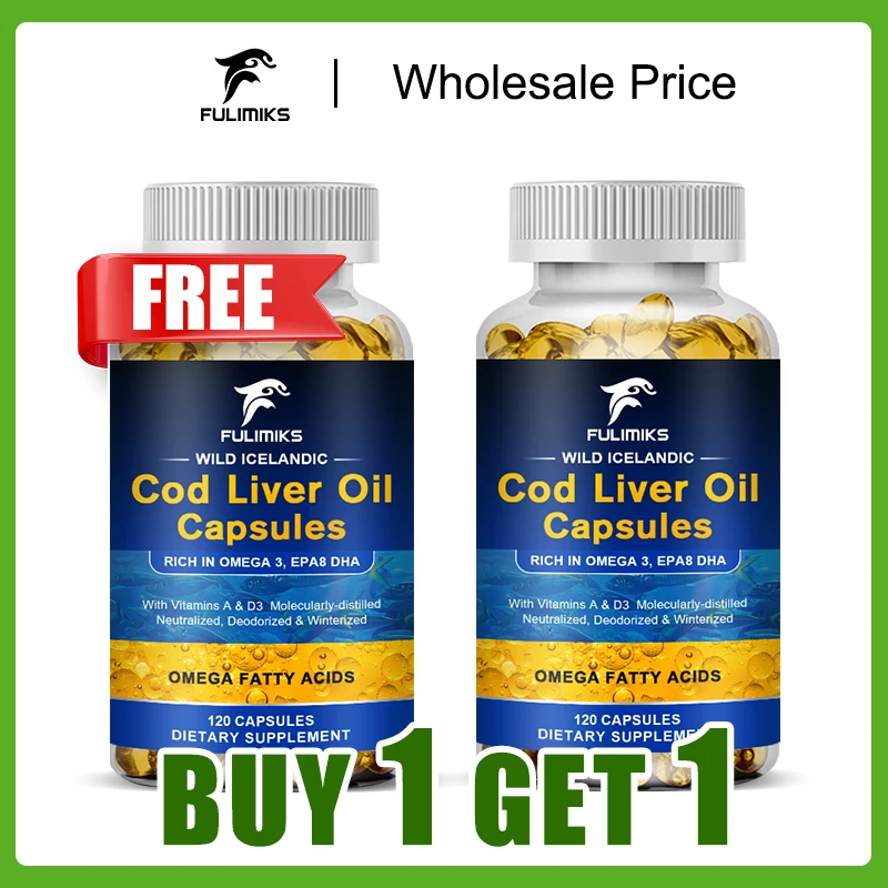 ¡Compre 1 y obtenga 1 gratis! Suplemento puro de aceite de hígado de bacalao, con vitaminas D3, para una inmunidad fuerte, el crecimiento saludable y el bienestar durante todo el año