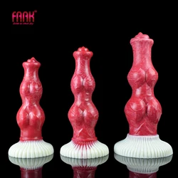 FAAK Silicone Anal Beads With Sucker Red Large Knot Dog Dildo Sex Toys For Women Men Unisex Erotic Products Butt Plug