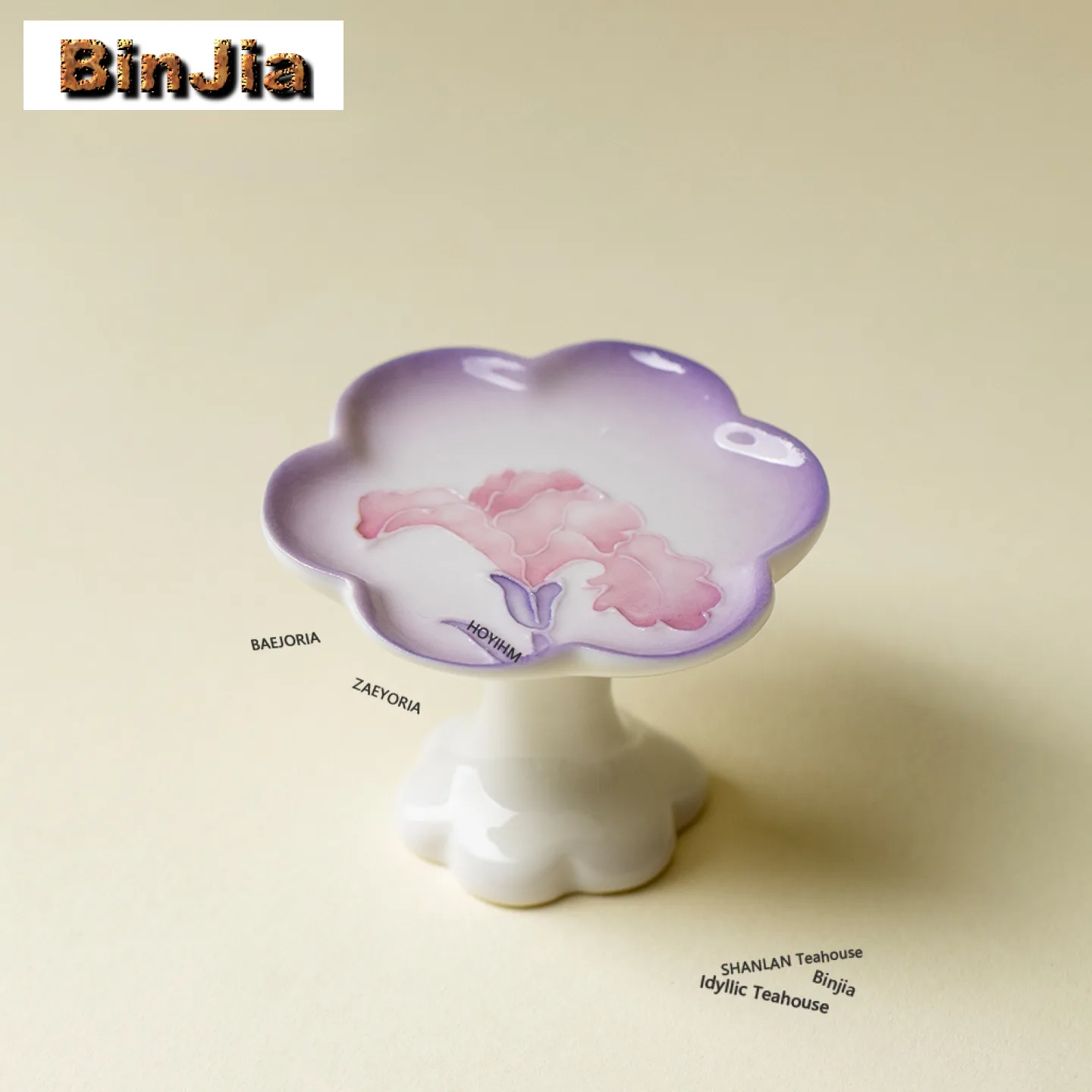 Hand-painted Iris Flower Teapot Cover Holder Luxury Cover Frame Lid Bracket Zisha Pot Lid Shelf Teaware Accessories Decoration