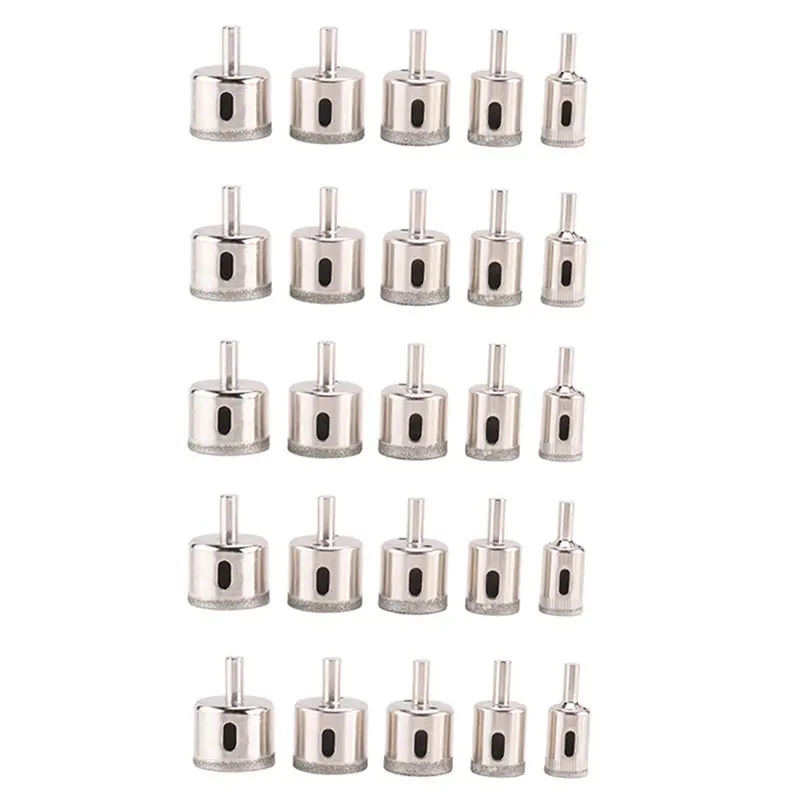 

BAAJ-25Pcs Diamond Tile Hole Saw Drill Bit Bits Set Glass Marble Granite Slate Cutting