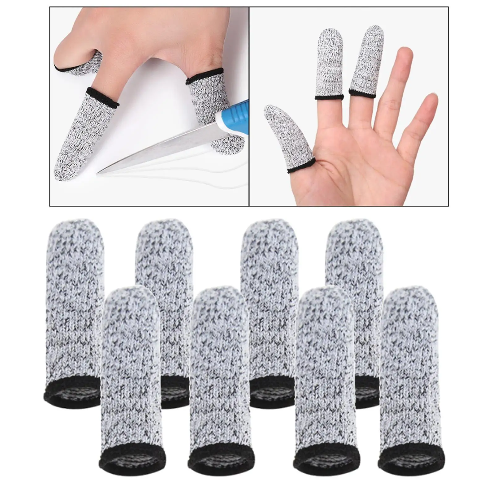 8pcs Finger Cots Cut Resistant Protection Sleeves Anti-Cut Thumb Protector