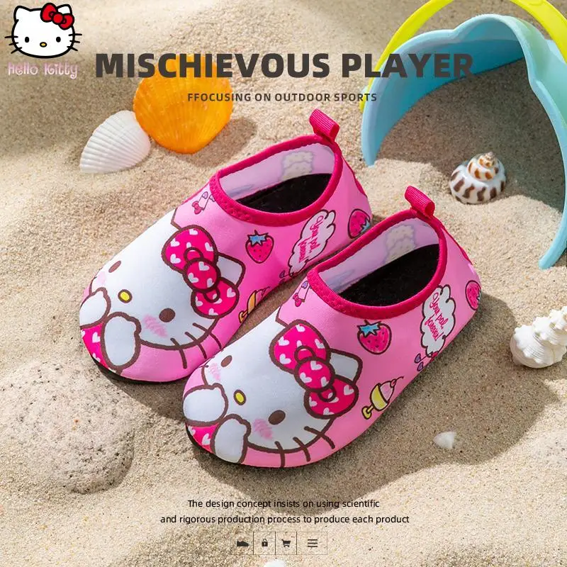 

Kawaii детская пляжная обувь Hello Kitty Sanrio Kuromi, быстросохнущая обувь с героями мультфильмов вверх по течению, пляжная обувь для плавания для девочек
