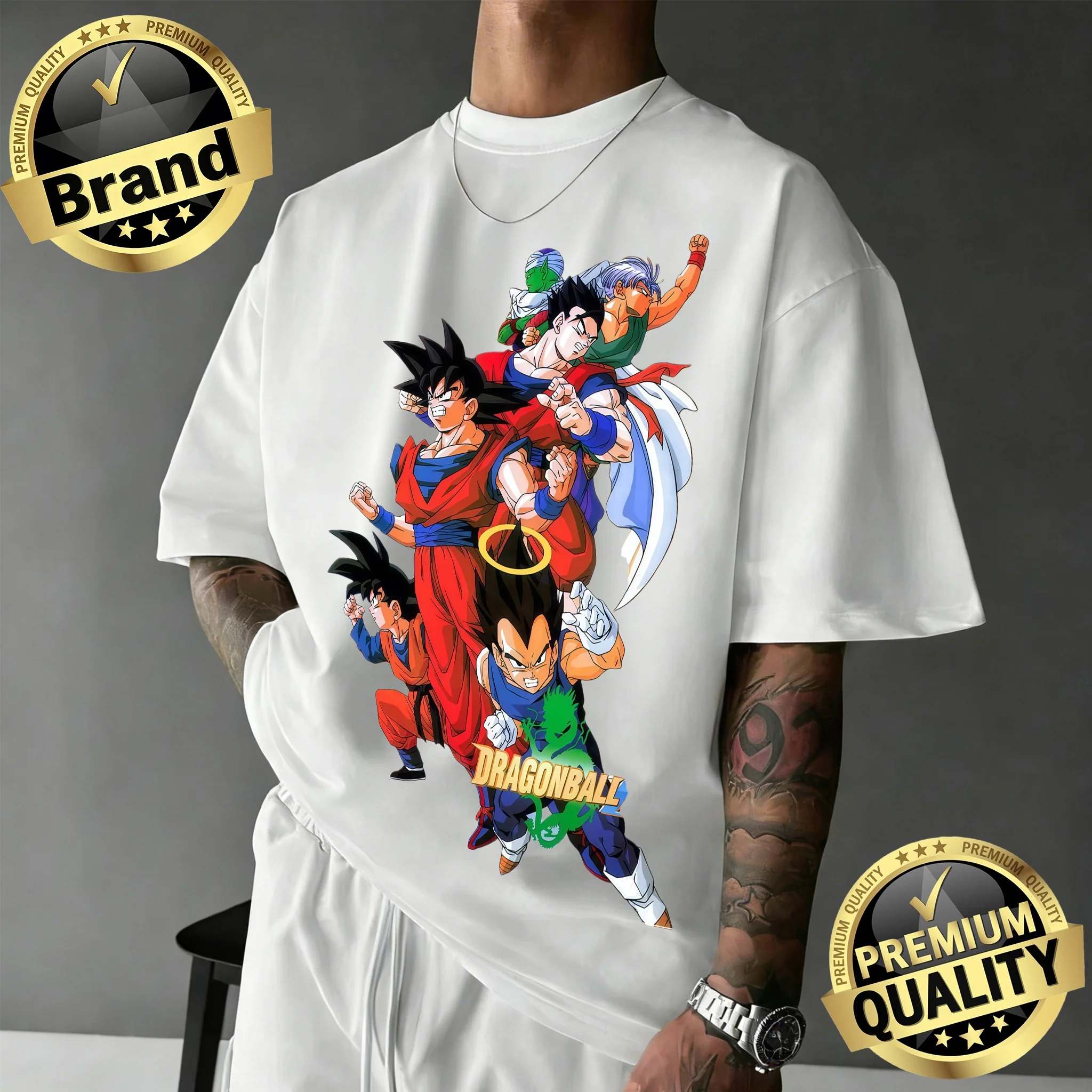 2026 Neu eingetroffen: Dragon Ball Baumwoll-T-Shirt – Unisex Oversized Vintage All-Gen Team Grafik-Tee für DBZ-Fans – Lässige Passform Anime-Oberteil