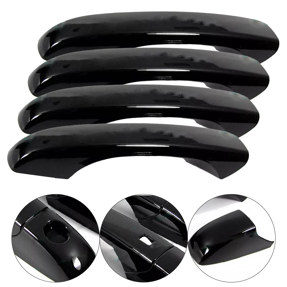 4pcs Car Universally Glossy Black Handle Cover Bright Black Side Smart Door Knob Gloves For Chrysler For 300 For 300c For 200