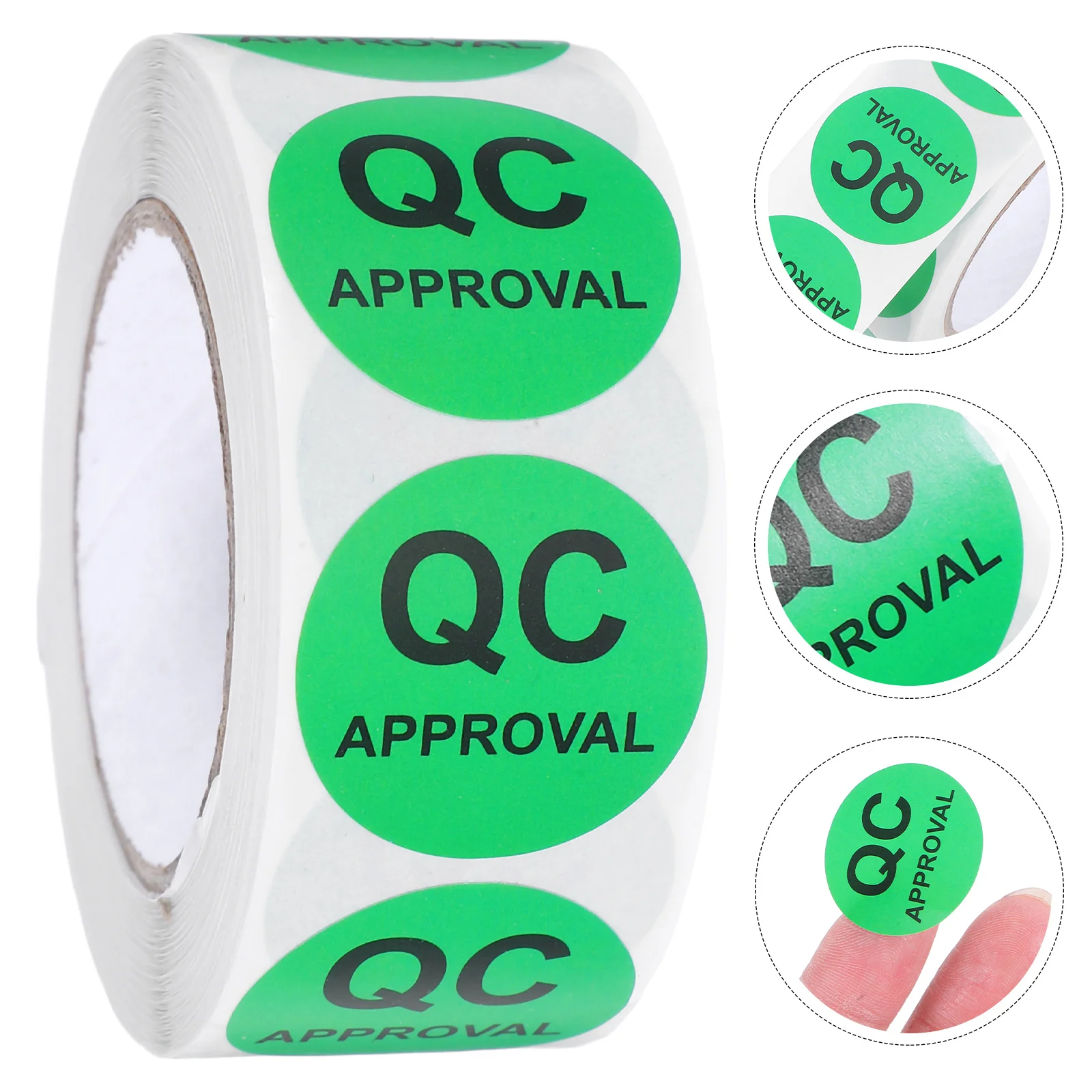 

1 Roll Round Qc Inspection Adhesive Labels Stickers Black Text Longlasting Material for Quality Control Clear Visibility Easy