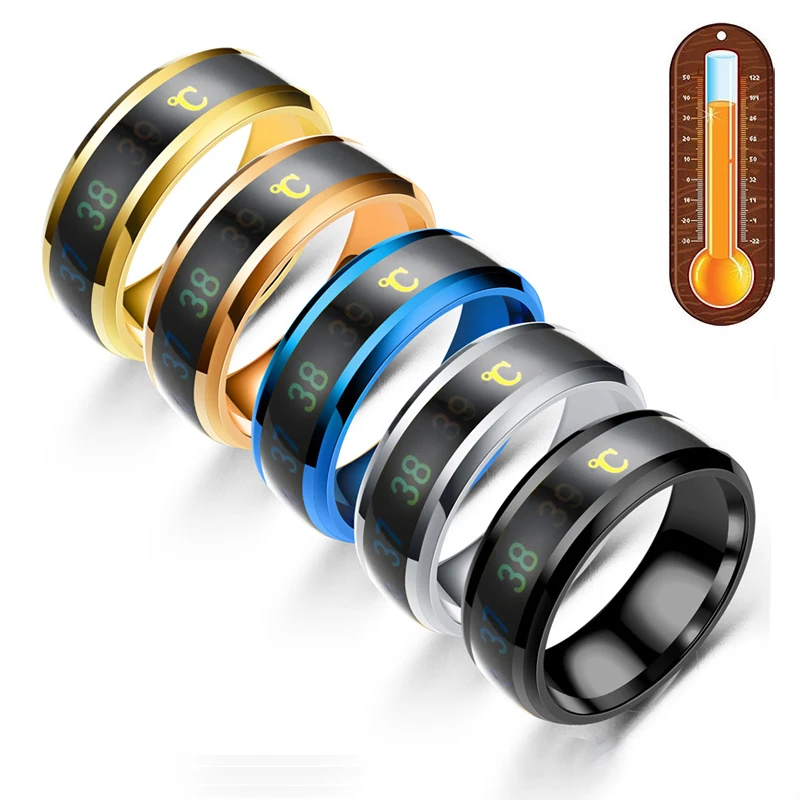 2023 Fashion Sensor Body Temperature Ring Man Women Multi Stainless Steel Fashion Display Real-Time Temperature Test Finger Ring