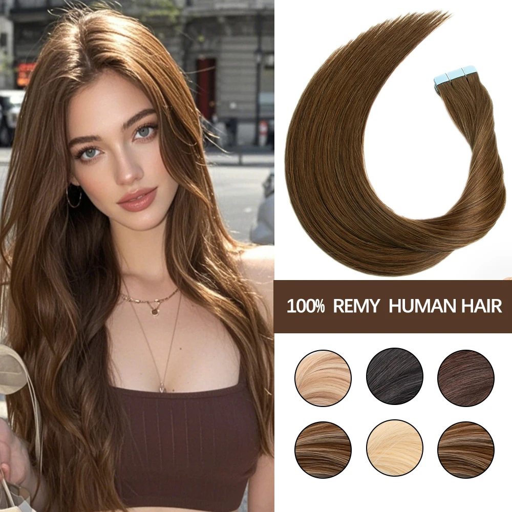 

Лента Remy для волос, уток кожи, натуральные настоящие волосы для наращивания, темно-коричневые человеческие волосы, бразильские волосы, 18 дюймов, 50 г, 20 шт.