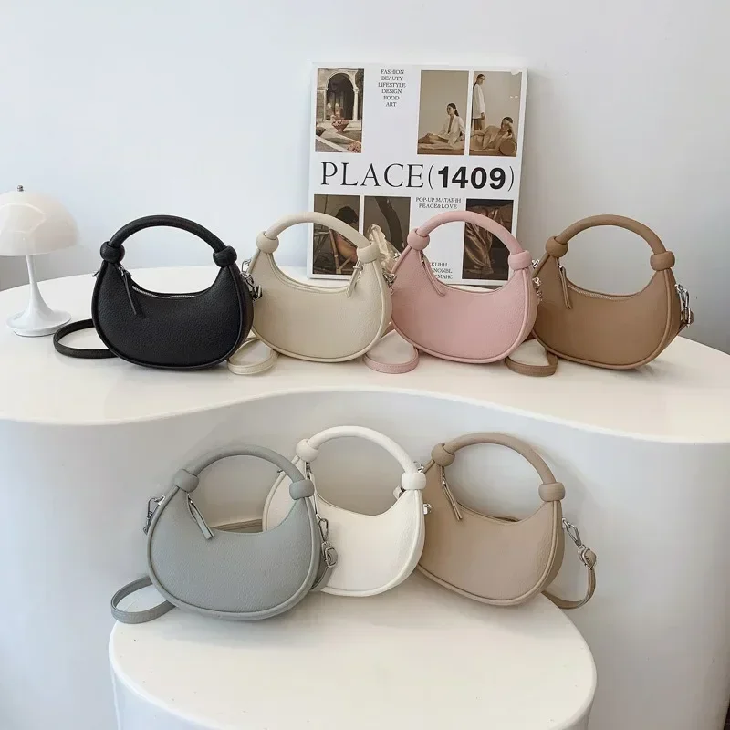 

Женская минималистичная сумка-тоут Jiaozi, тонкая форма полумесяца с нежными акцентами из бисера, универсальная сумка через плечо для работы и отдыха