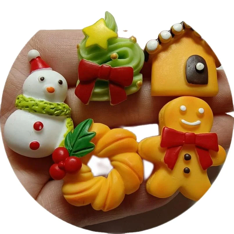 10/20/50CS Kawaii Cartoon Christmas Gingerbread Man Snowman House Resin Flat Back Scrapbook DIY Hair Bow Center Decor