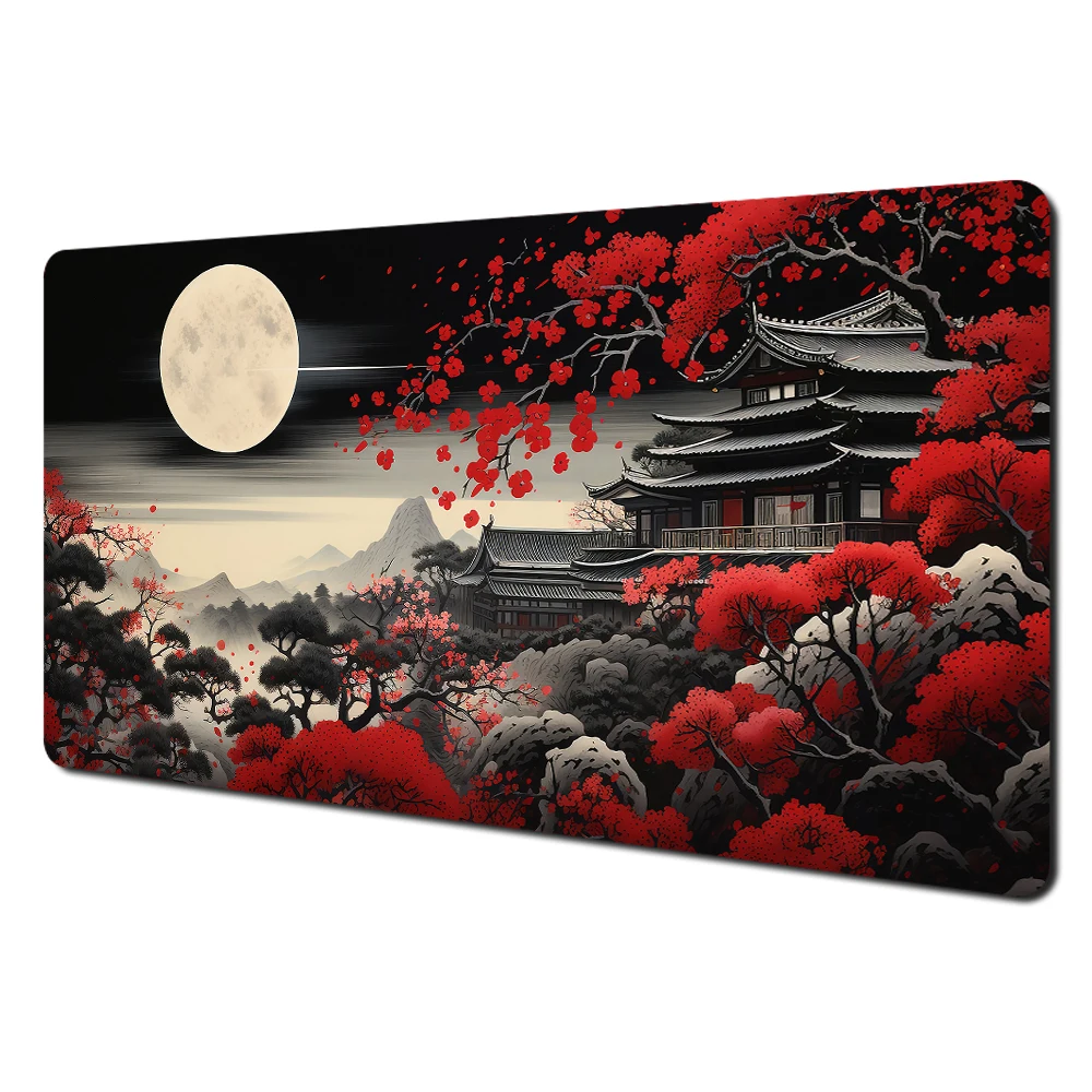 Japanese Cherry Blossom Design Large Mouse Pad Desk Mat Gaming Mats Anti-slip Durable Keypad Mouse Mat Landscape Mauspad Muismat