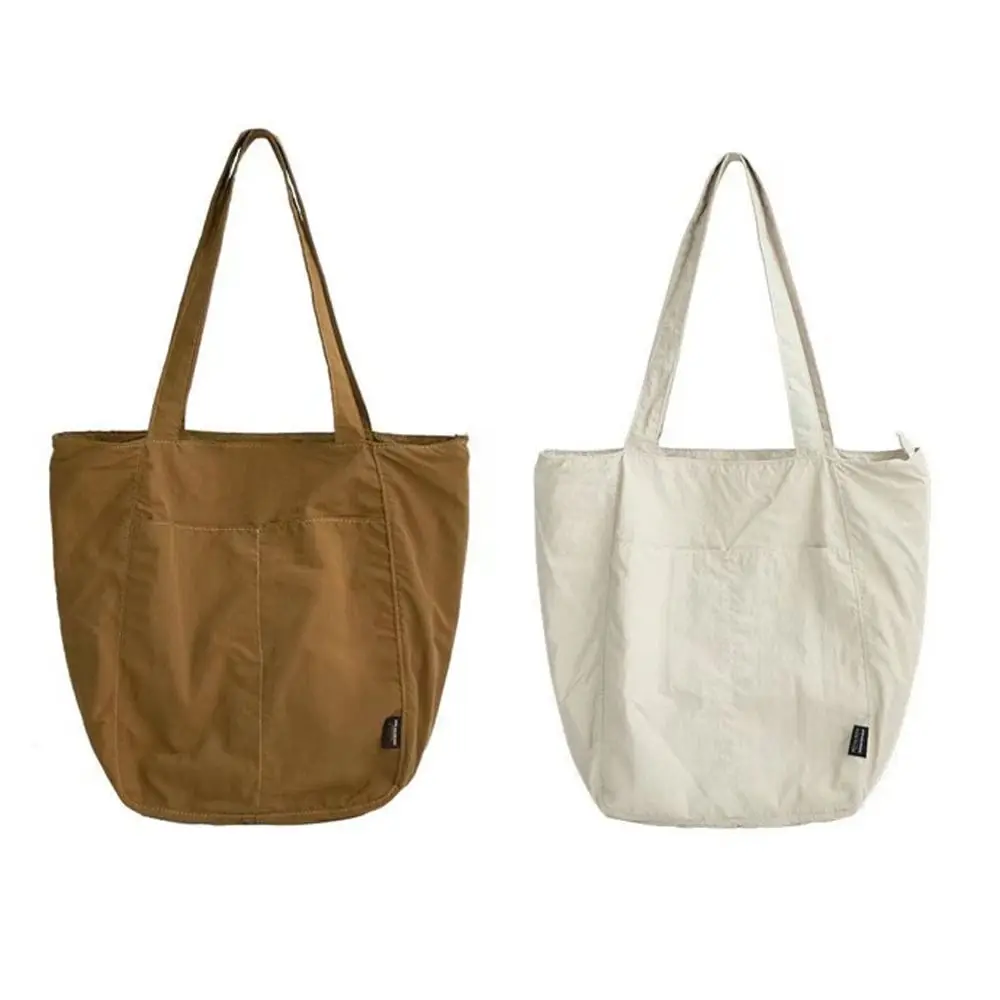 Portable Nylon Shoulder Bag Solid Color Large Capacity Handbag Tote Bags Lightweight Female Satchels Women Girl