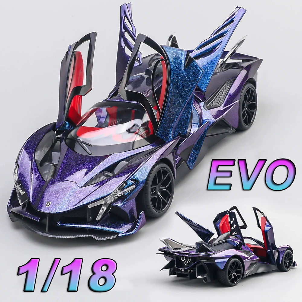 

Large 1:18 Apollo EVO 918 Martini Alloy Supercar Model Diecast Toy Sound Light Pull Back Doors Opened Miniature Cars Friend Gift