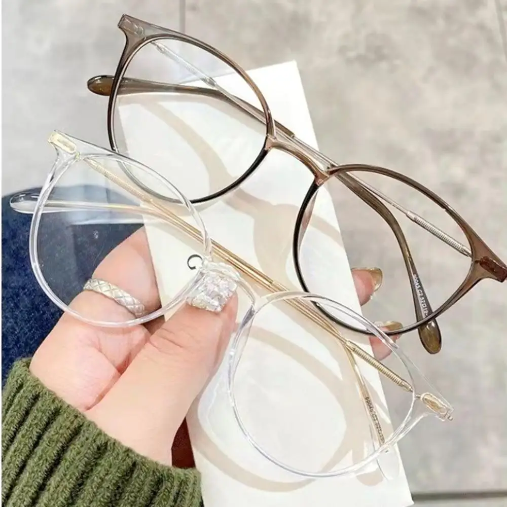 

Women Vintage Oval Frame Anti-blue Light Glasses Transparent Computer Protection Flat Mirror Eyeglasses 2024 New Gift