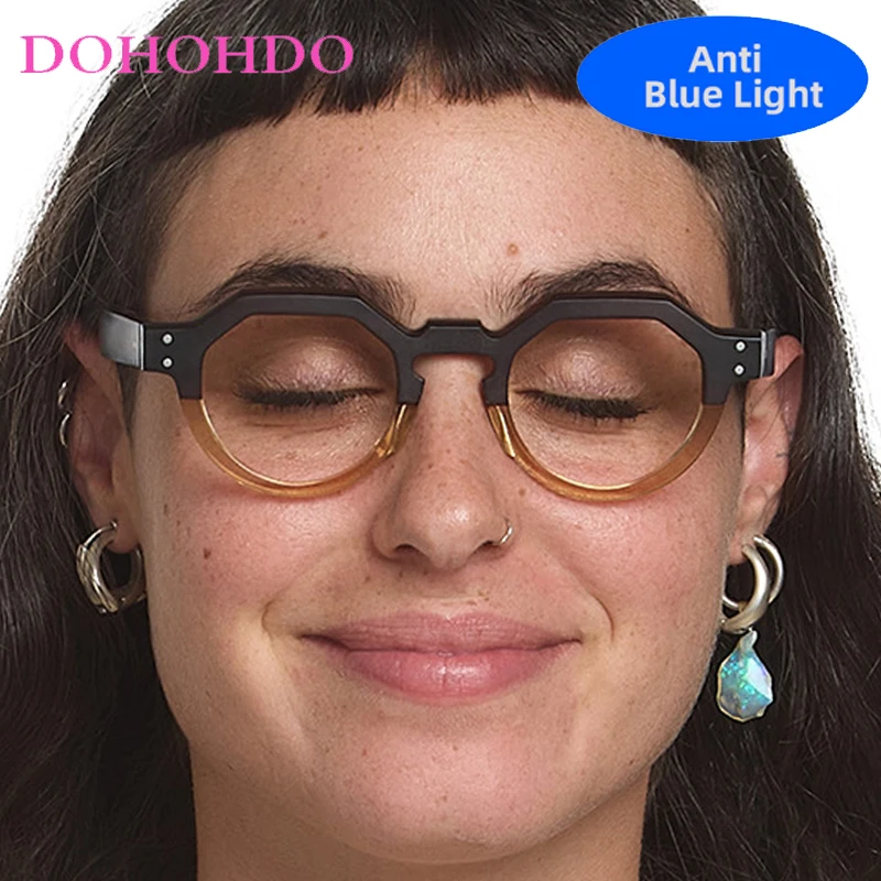 

Vintage Classic Irregular Semicircle Rivet Women Eyewear Popular Luxury Designer Computer Games Anti-Blue Light Eyewear Unisex