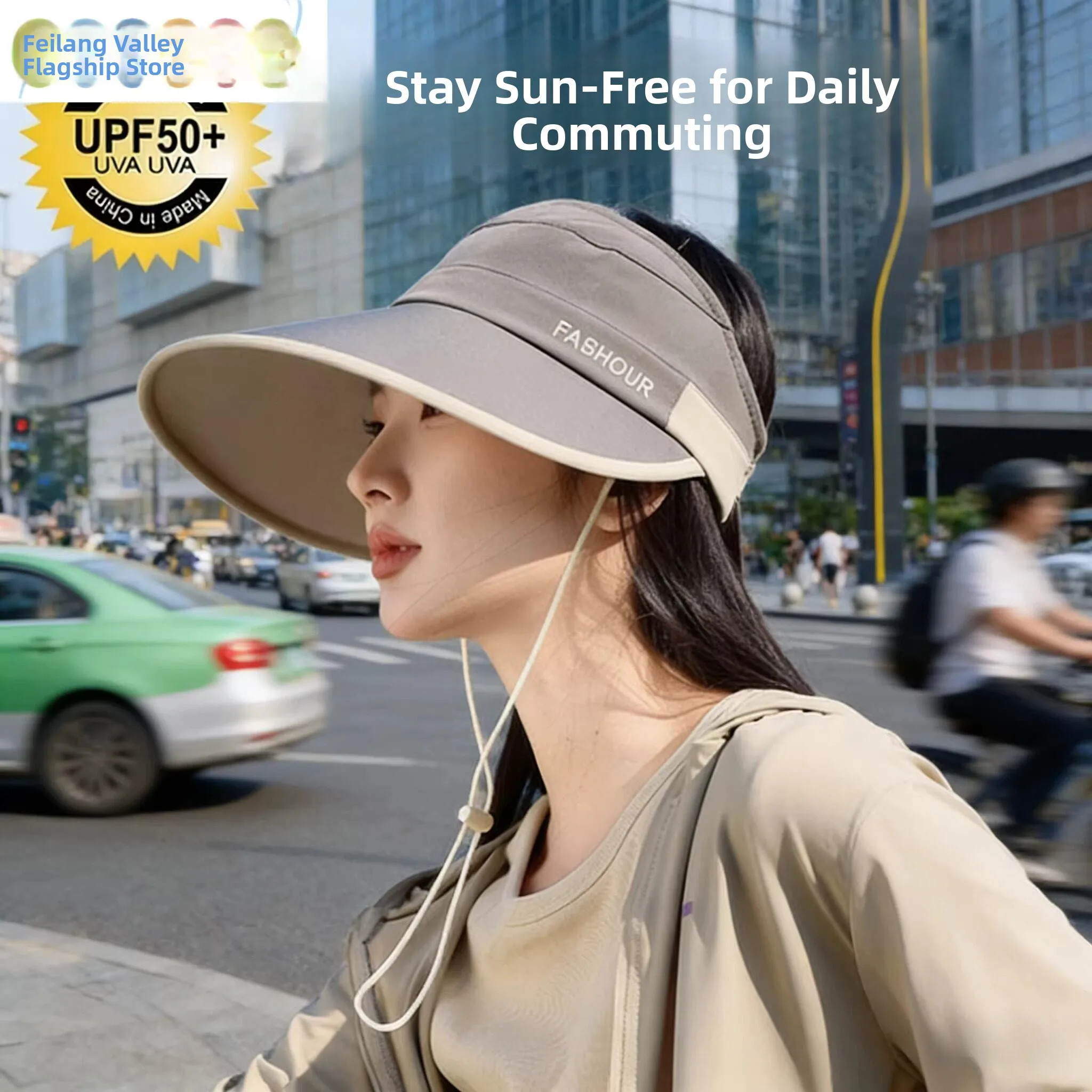 

Широкополая женская велосипедная кепка с защитой от УФ-лучей, солнцезащитная шляпа для высокого хвоста, повседневный аксессуар для защиты головы