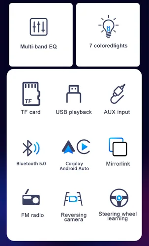 Imagen 2 del producto 2Din 7 pulgadas pantalla HD completamente táctil Carplay Android Auto Car Raido Multimedia reproductor MP5 estéreo USB Bluetooth con cámara de marcha atrás