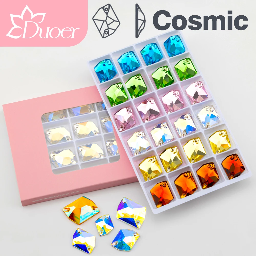 DUOER cósmico de varios colores, cristal de alta calidad para coser en diamantes de imitación, piedras de costura con parte posterior plana de cristal para accesorios de ropa DIY
