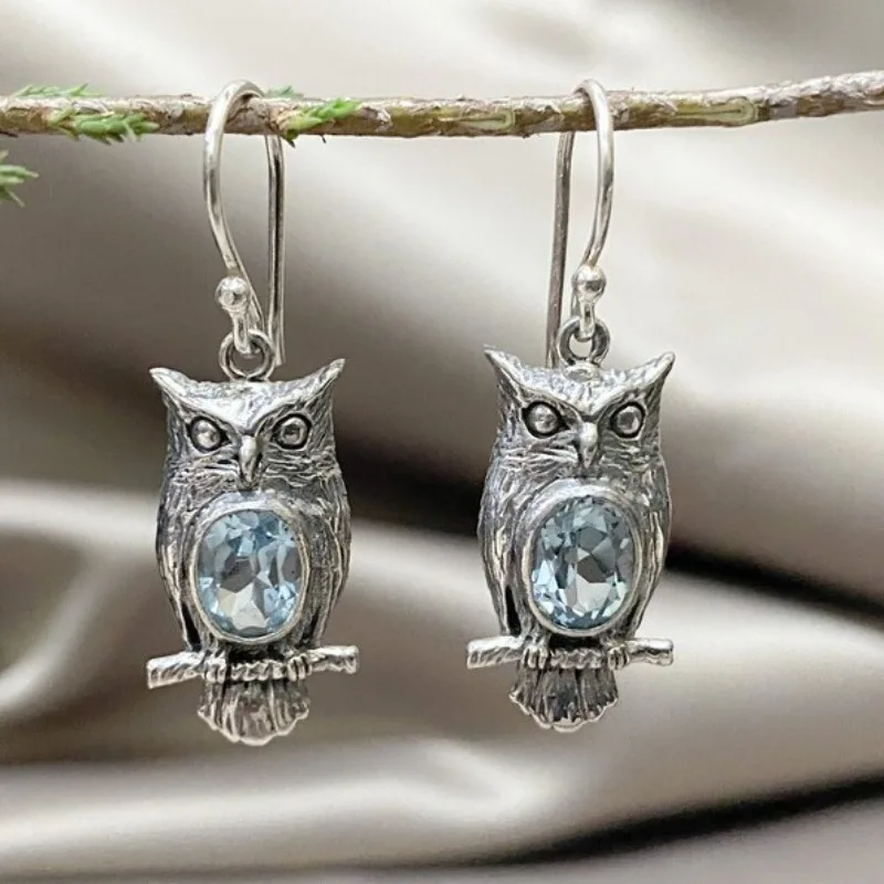 New retro trend fashion owl personalized age-reducing earrings pendant