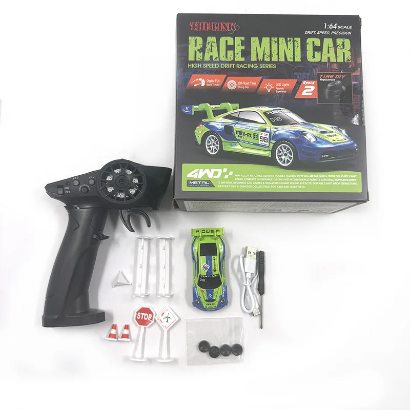 New 1:64 SCY 64001 2.4G Full-Scale Remote Control Racing Drift Car Simulation High-Speed Electric RC Desktop Model With Lights