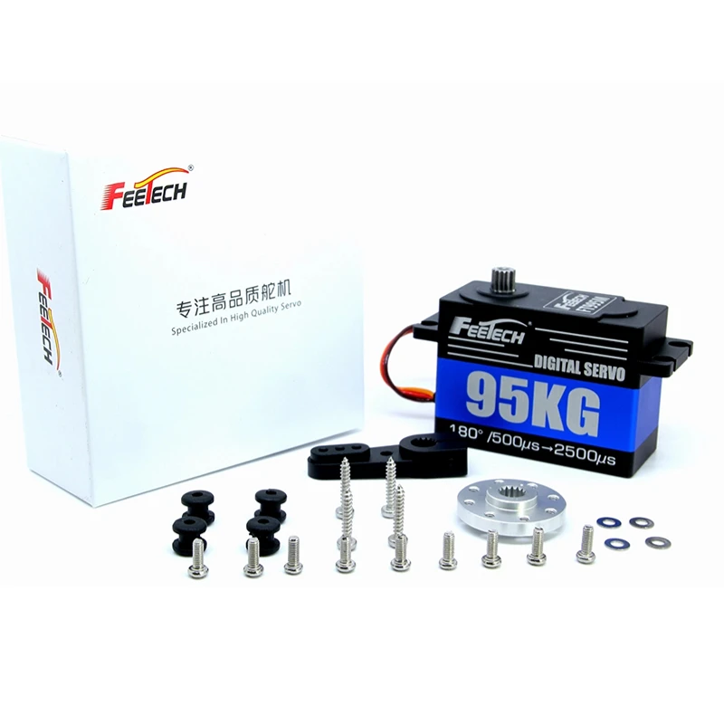 Feetech 8.4V 105kg.cm 스틸 기어 디지털 서보 모터 180도 FT995M RC 헬리콥터 비행기 RC 모델 DIY 로봇 부품 액세서리