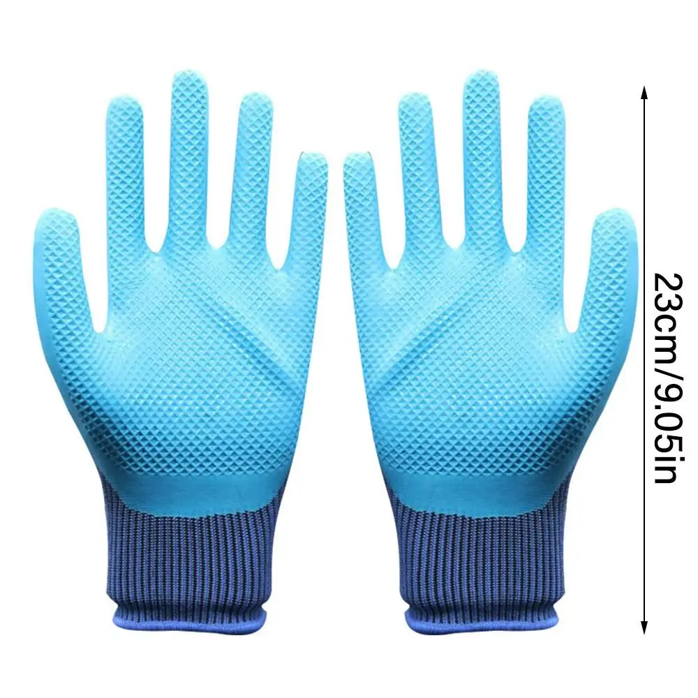 Blue Embossing Latex Work Safe Gloves Antiskid Breathable Elastic Protective Mittens for Construction Site Mechanical Repair