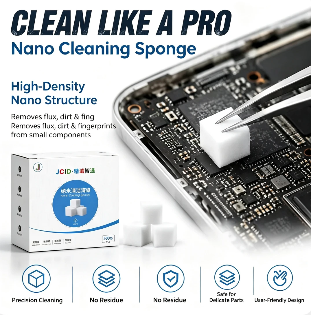 JCID HM-5 Nano Cleaning Sponge 500Pcs/Box High Density Micro Pore Structure Lint Free Residue Free for Chips Motherboards Clean
