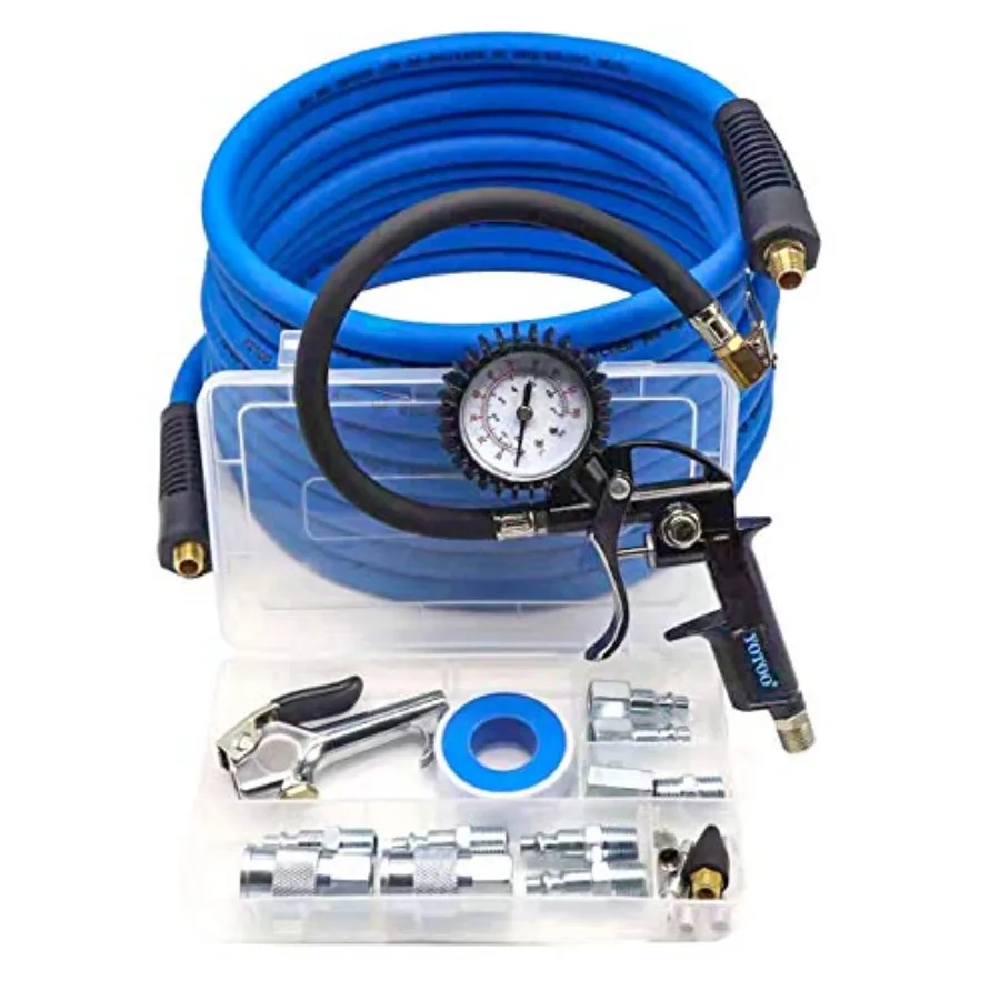 

Комплект аксессуаров для воздушного компрессора YOTOO, сверхмощный комплект из 20 шт., 1/4 дюйма, NPT, комплект инструментов для гибридного воздушного компрессора, 25 футов, комплект шлангов с