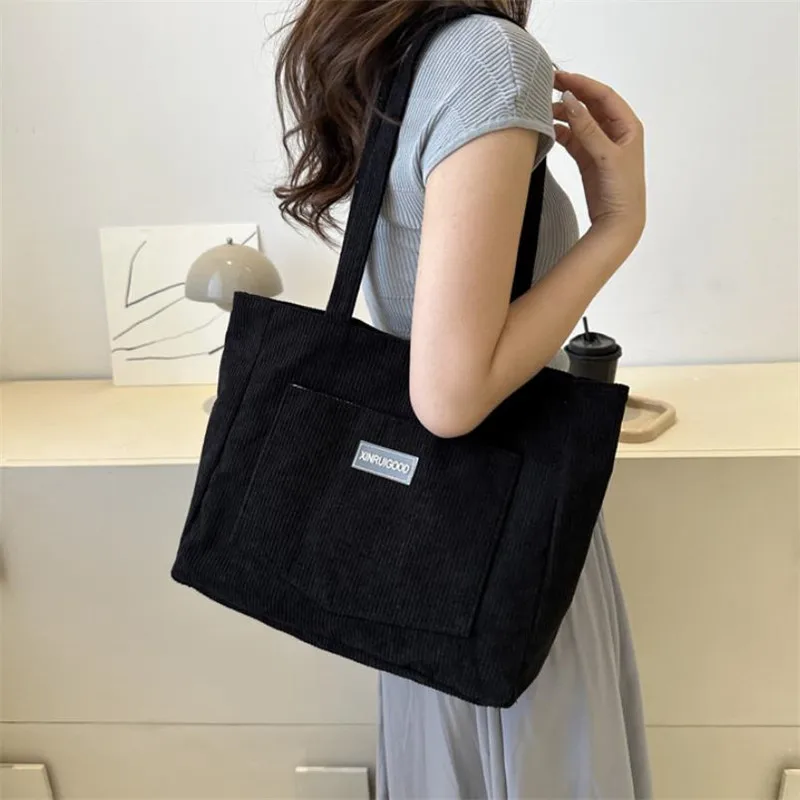 Damen-Cord-Tragetasche, Lässige Große Mode-Unterarmtasche für Ausgehzwecke, Minimalistische Handtaschen Schultertasche – Detail 10