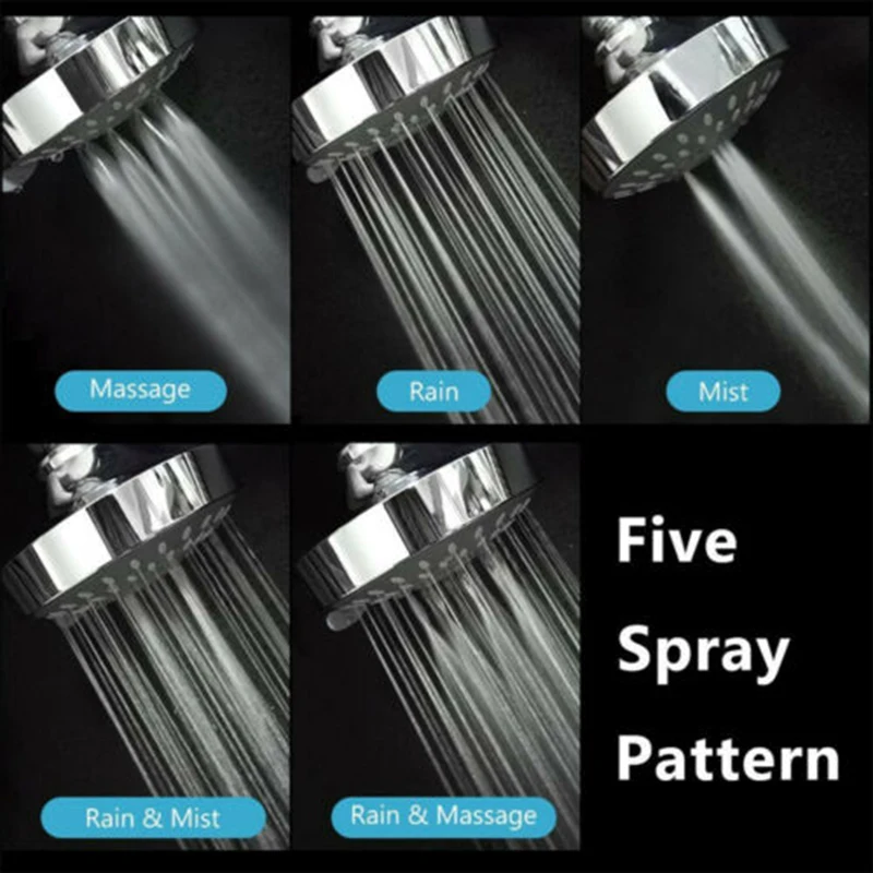 4 Inch 5 Modes High Pressure Shower Head Sprayer Adjustable Rainfall Shower Head Sprayer Bathroom Fixture Replacement Part