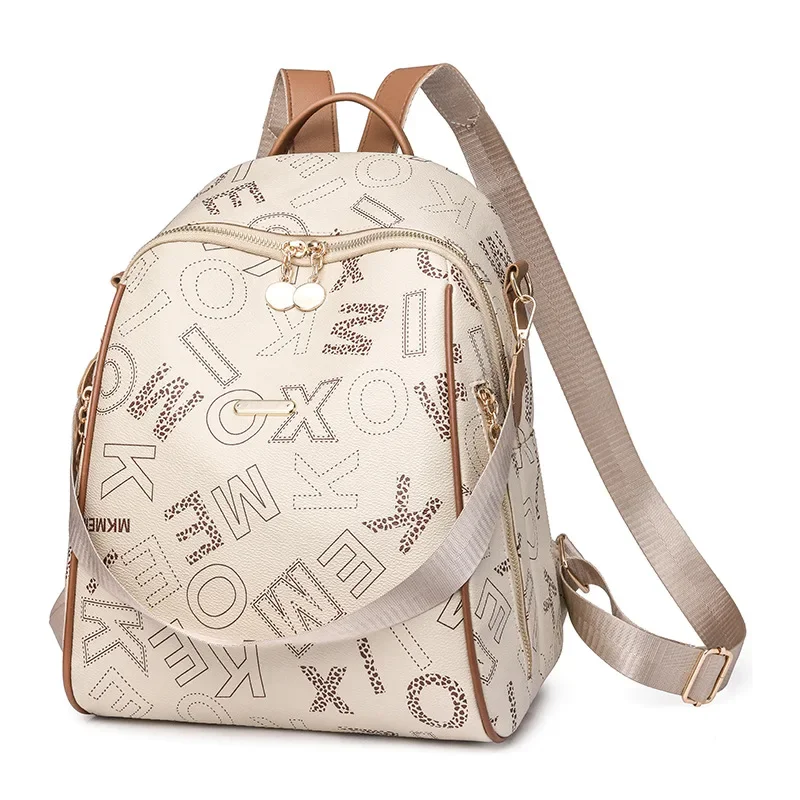 

Fashionable PU Backpack for Women with Large Capacity and Floral Prints