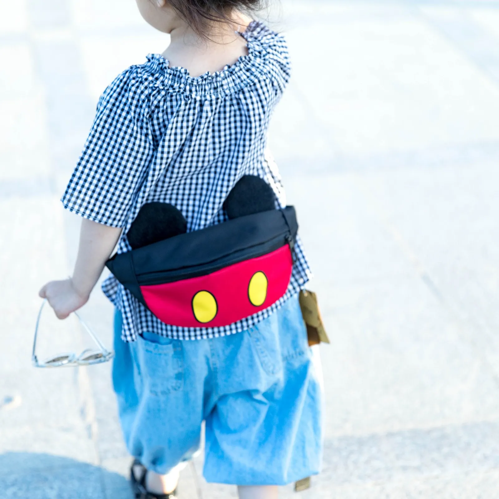 Disney Mickey Minnie Mouse Waist Bag Children\'s Mini Pink Canvas Shoulder Bag Plastic Avatar Cute Crossbody Small Waist Bag