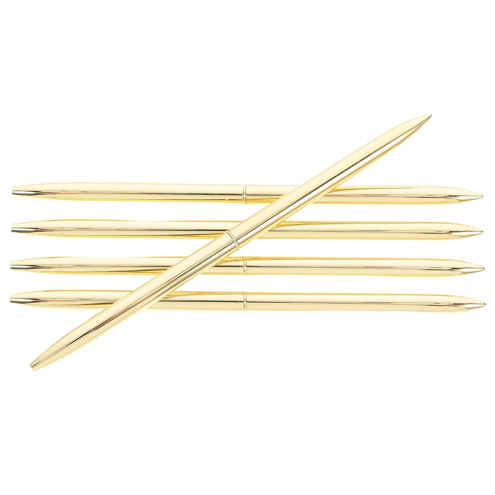 

5pcs Rotary Ballpoint Pens Metal Retractable Writing Pens For Office Study Journal Guest Book Black Ink 1.0 Refill Portable Slim