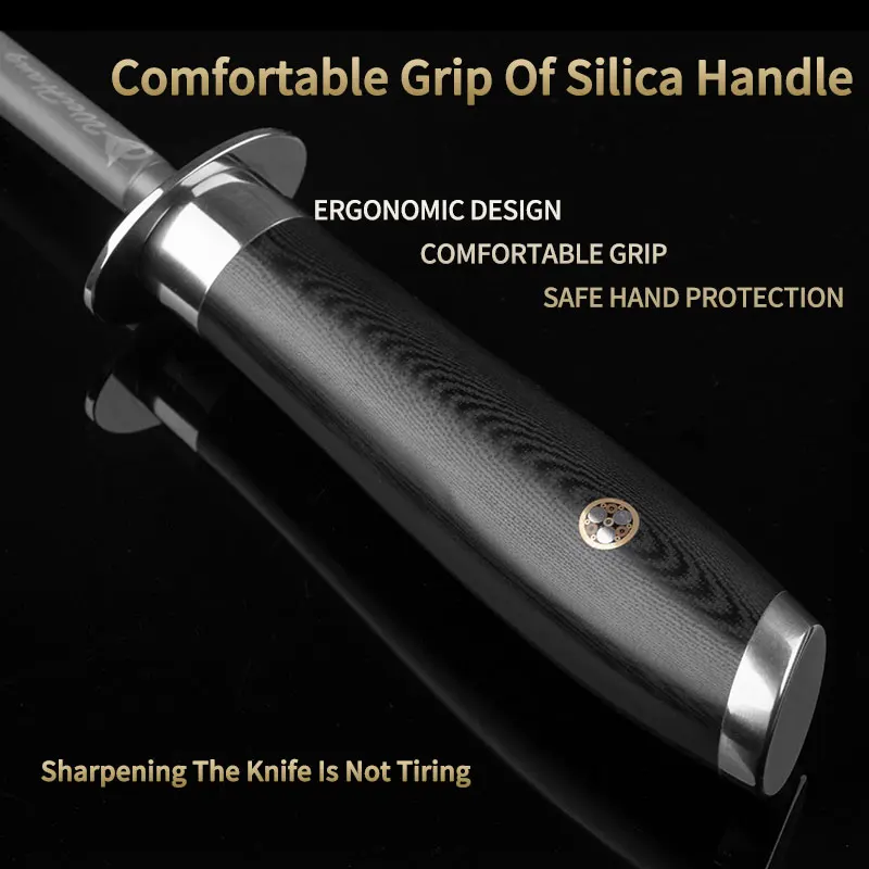Professional Diamond Knife Sharpening Rod Honing Steel - Chef Sharpener Stick for Kitchen Blade, Stainless Steel Sharpening Tool view 6