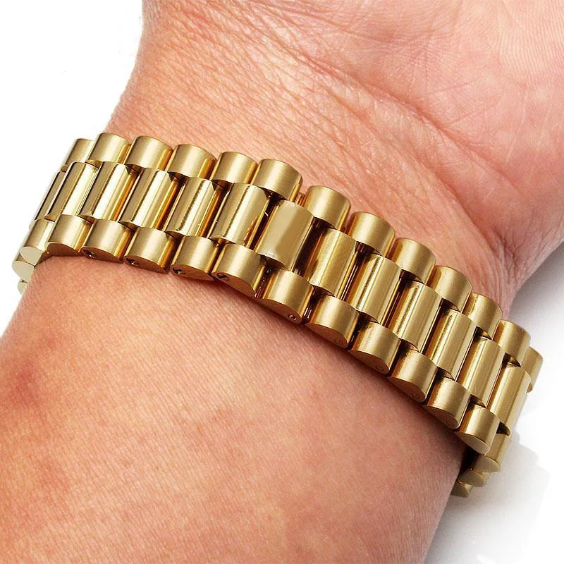 20mm 21mm silver gold solid stainless steel president watchband for Rolex Oyster Perpetual Date metal strap bracelet