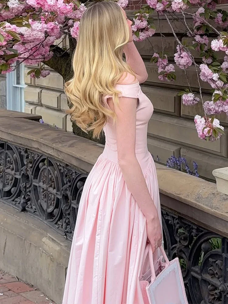 Schulterfreies, besticktes, tailliertes langes Kleid für Damen – Luxuriöses, weit ausgestelltes, schmales Party- und Abendkleid – Elegantes Damen-Vestido Longos – Detail 18